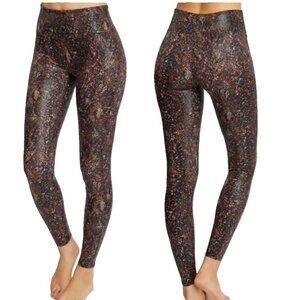 SPANX Faux Leather Snakeprint High-Waisted Leggings XL